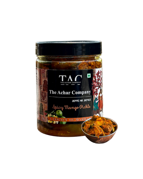 The Achar Company Spicy Mango Pickle 500g | Traditionally Handmade in Rajasthan | Sun-Dried Mangoes | No Preservatives | Made with Organic Mustard Oil from Our Own Farms