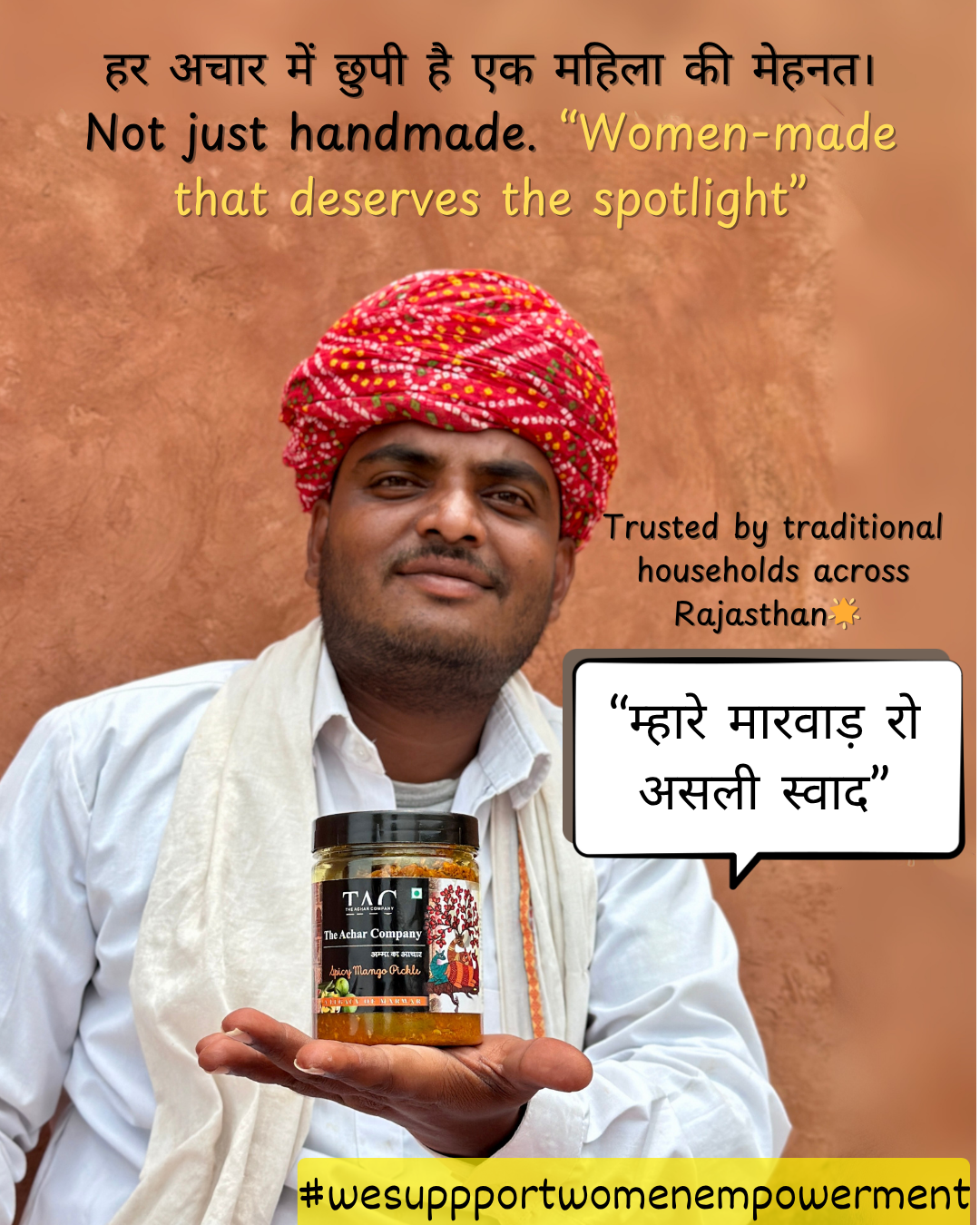 The Achar Company Spicy Mango Pickle 500g | Traditionally Handmade in Rajasthan | Sun-Dried Mangoes | No Preservatives | Made with Organic Mustard Oil from Our Own Farms